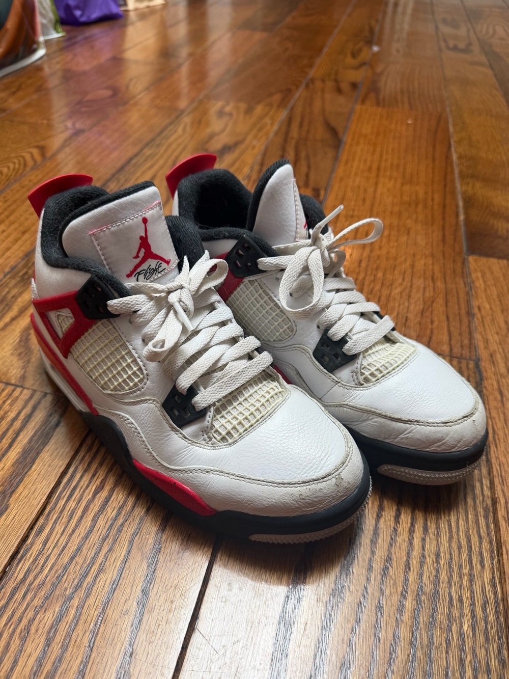 Jordan Kids White, Red & Black Retro Basketball Sneakers